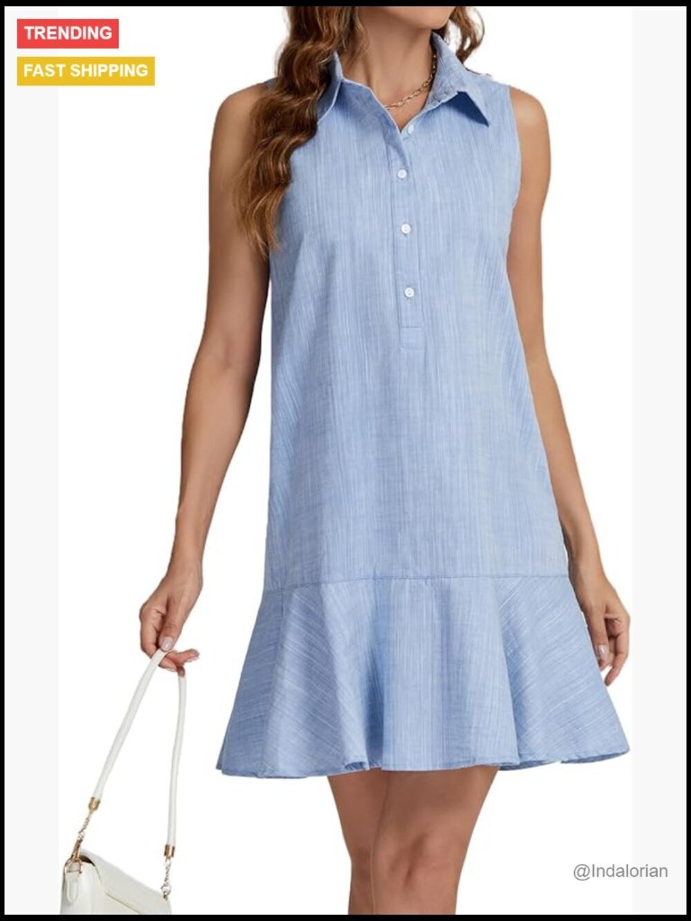 Sleeveless Cotton Linen Mini Swing Dress with Pockets